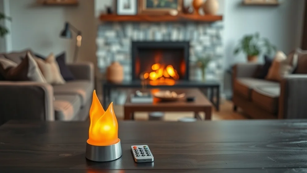 LED-ljus med rörlig flamma och fjärrkontroll